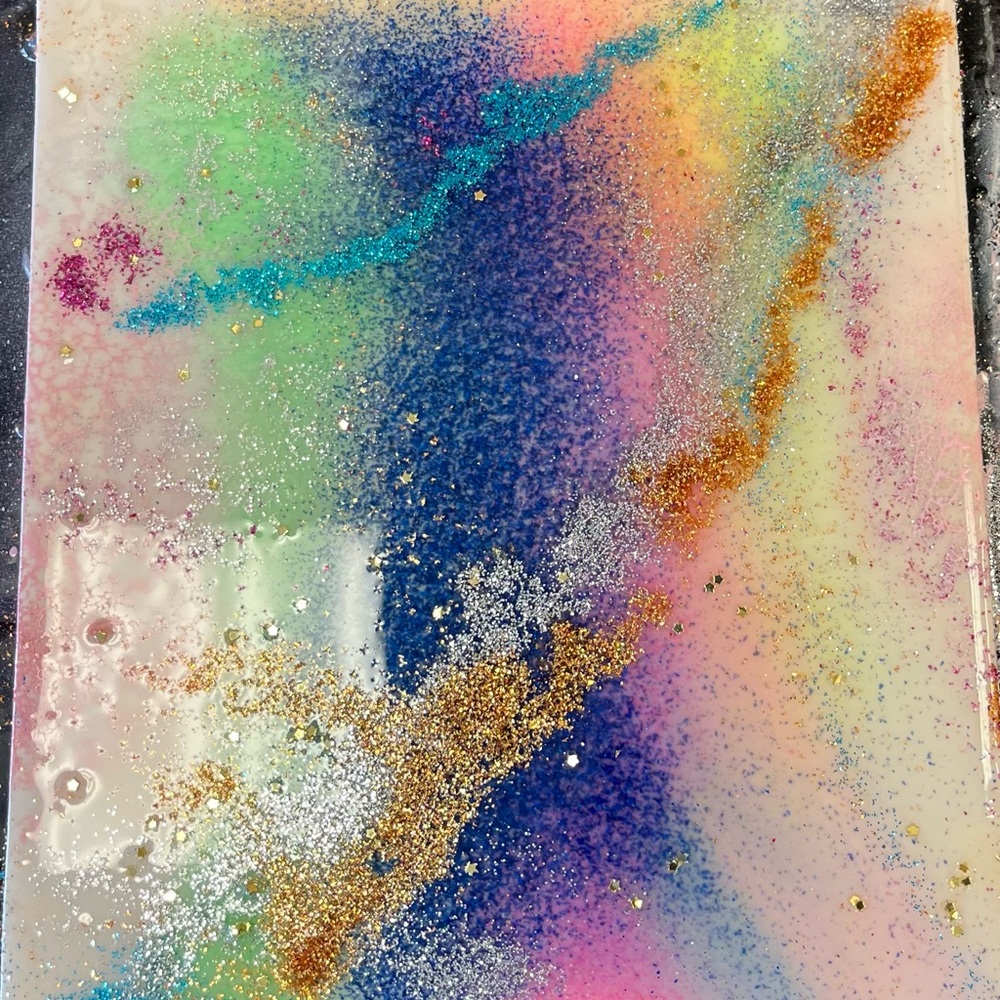 Abstract Glitter Resin Wall Art - Multicolor